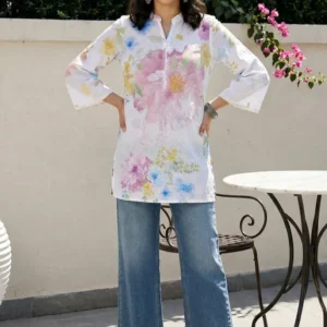 Thread Embroidered Short Kurti